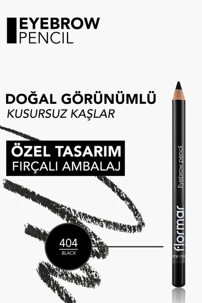 Flormar Doğal Görünüm Veren Fırça Kapaklı & Yumuşak Uçlu Kaş Kalemi 404 BLACK - Resim 4
