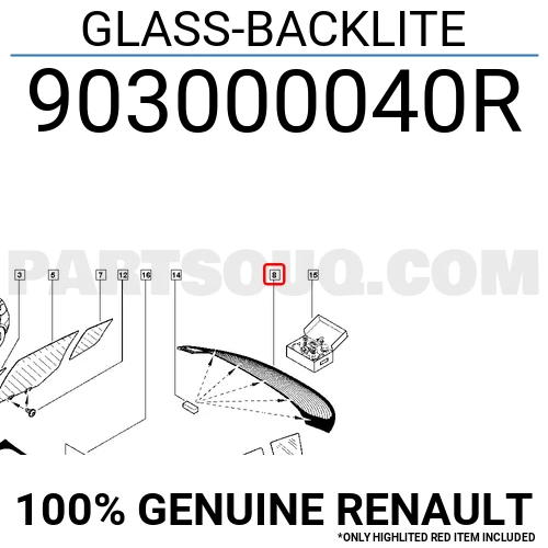 Renault Cam Arka Temperli-Rezistanslı-Antenli Fluence 10> - Orjınal 903000040r