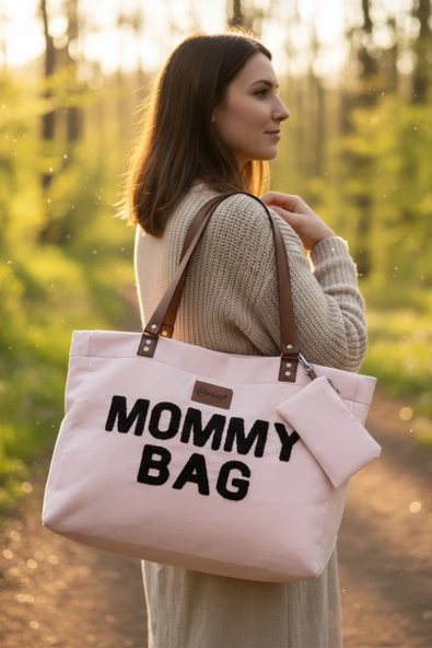Panama Bag,Anne Bebek Bakım Çantası,Mommy Bag,Cüzdan Hediyeli, XL Büyük Boy, Essential Edit Serisi, Pudra - 2