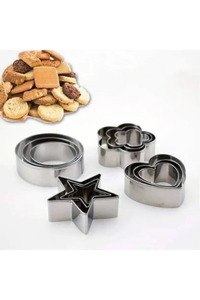 Mucit Home 12 Parça Metal Kurabiye Kalıbı Çelik - Resim 2