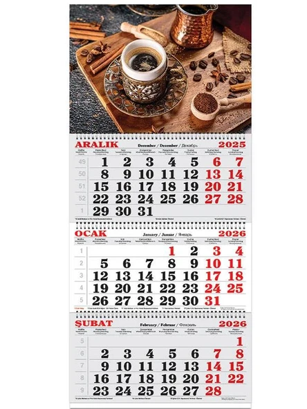 Keskin Color 2026-3 Aylık Spiralli Jumbo Denizci Takvim-Kahve ürün görseli 1