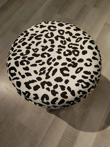 MERCAN MOBİLYA LEOPAR DESENLİ  PUF BENCH YUVARLAK PUF - 4