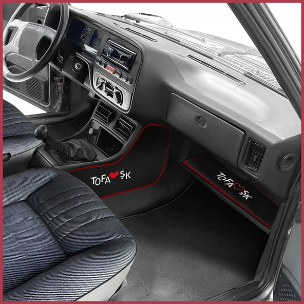 Tofaş Şahin Doğan Kartal Uyumlu Siyah Vites Orta Konsol Yan Koruma Halısı & Torpido Alt Sehpa Halısı - Resim 3