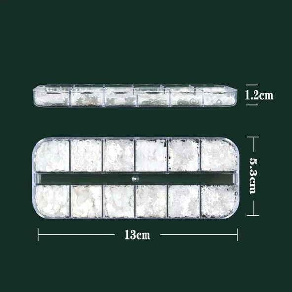 Parlak Beyaz Tırnak Süsleme Folyo Pulları Karışık Dizayn Kelebek Kalp Harfler Yıldızlar Nail Art - Resim 5