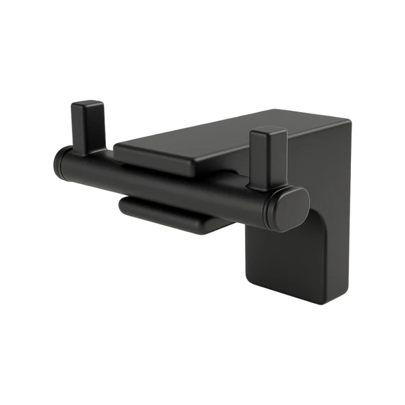 Siyah İkili Askılık Vidalı Paslanmaz Metal Duvar Askısı Banyo Mutfak Tuvalet İçin Modern Şık Tasarım - Resim 6