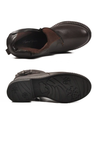 Ayakmod Kahve Hakiki Deri İçi Polarlı Kaymaz Kadın Bot 20913-1 Z - 5