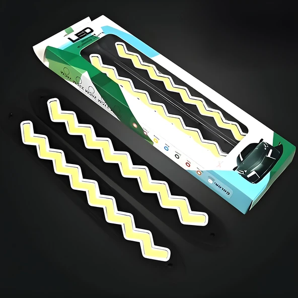 Mega Oto Market Zigzag Şerit Gündüz Ledi Farı Su Geçirmez Beyaz Işık - 3