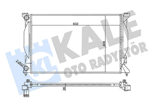 KALE 353700 RADYATÖR AUDI A4 00-04 >08 A6 01-05 EXEO 08 > AL/PL/BRZ 632x408x26 8E0121251A ürün görseli 1