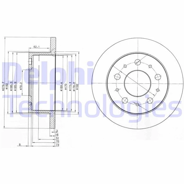 DELPHI BG3923 ARKA FREN AYNASI BOXER 94>DUCATO 94>JUMPER 94> 280x16x5DL 4246.Z3-71740117-46833807-4246.Z1 ürün görseli 1