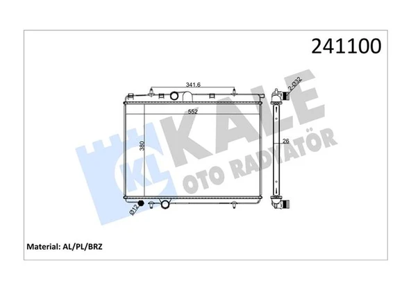 KALE 2056011AB RADYATÖR P206 1.4HDI TURBO DİESEL 1.6I 16V-1.9D-2.0HDI TURBO DİESEL - 2.0I 16V 1 SIRA ALB SİSTEM 1333.14-1330.G1 ürün görseli 1