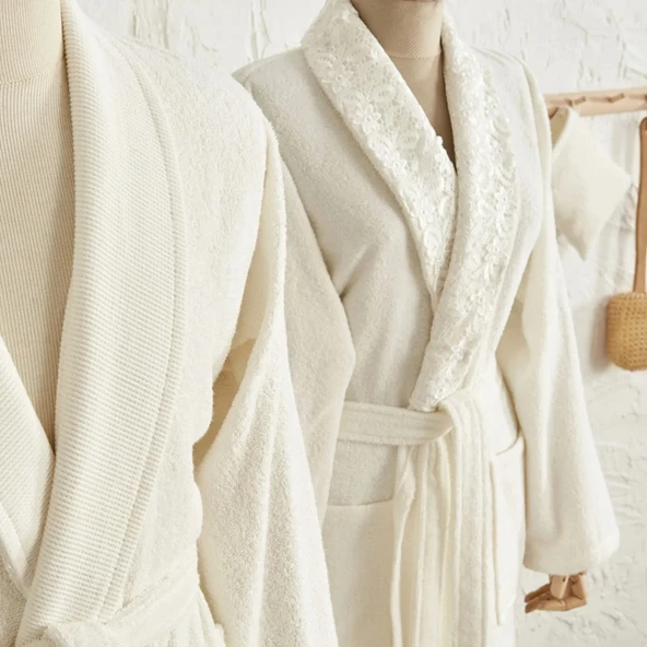 Karaca Home Fransız Dantelli Bornoz Aile Banyo Seti Ofwhite/Ofwhite Fidelle - 2