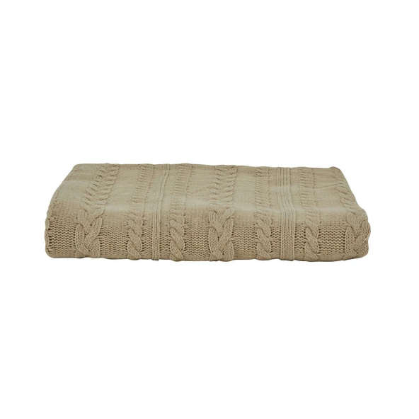 Karaca Home Conner Bej Püsküllü Throw Battaniye 130x170 cm - Resim 3