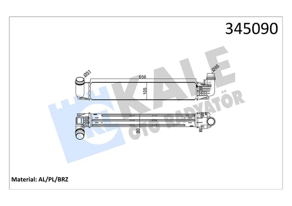 KALE 345090 TURBO RADYATÖRÜ INTERCOOLER DACIA DUSTER 1.5DCİ 10 > AL/PL/BRZ 8200880552 ürün görseli 1
