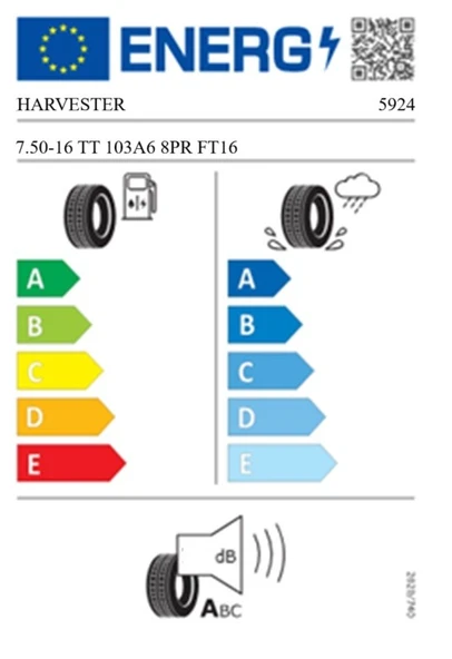 Harvester 7.50-16 TT 103A6 8PR FT16 Traktör Ön Lastiği (Üretim Tarihi:2025) - Resim 2