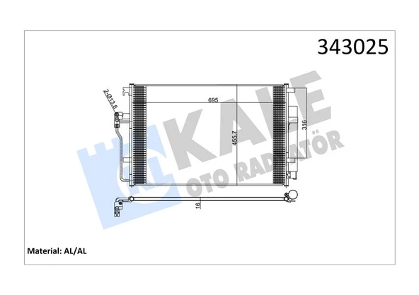 KALE 343025 KLIMA RADYATORU MERCEDES SPRINTER B906 B907 B910 . VW CRAFTER 30-35-50 A9065000454-2E0820413 ürün görseli 1