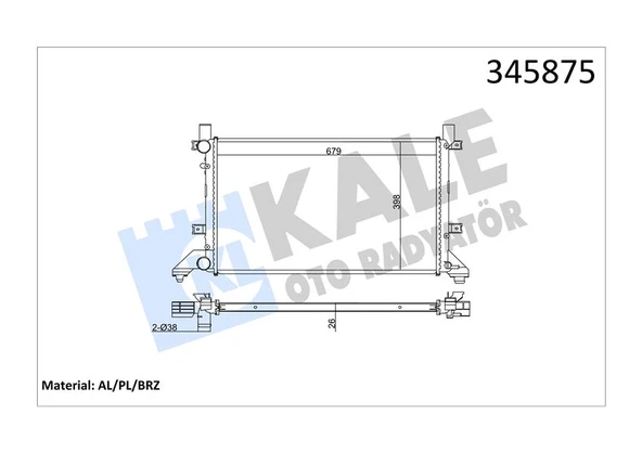 KALE 345875 RADYATÖR LT28-35-LT28-46 2.5TDI-2.8TDI AC KLİMASIZ MEK 679x399x26 AL/PL/BRZ 2D0121253-2D0121253B-2D0121253E ürün görseli 1