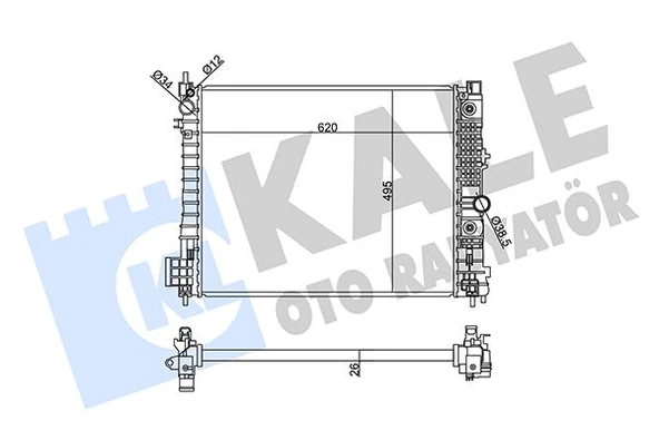 KALE 358995 RADYATÖR OPEL MOKKA 1.4-1.6 12- MOKKA X 1.4-1.6 CDTI 12- 1300365-1300366-42418327-94552132 42418327-94552132-42361594-42418326 ürün görseli 1
