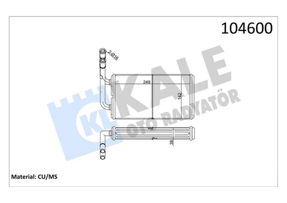 KALE 0287882PA KALORİFER RADYATÖRÜ FORD TRANSİT 93> T12-T15 95VW 18476 AB-95VW 18476 AC ürün görseli 1