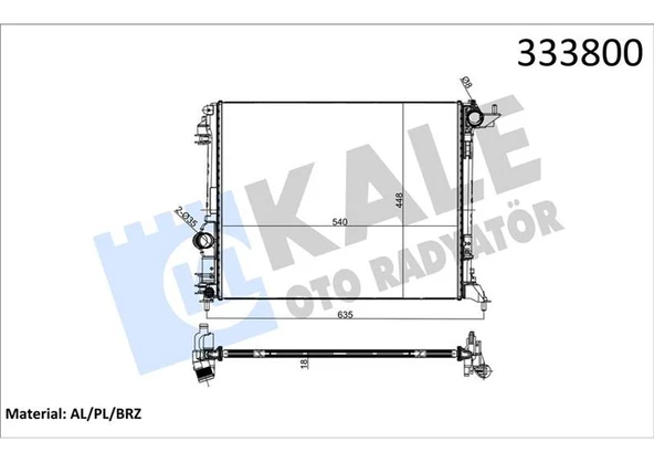 KALE 0520251AB MOTOR SU RADYATÖRÜ GRAND SCENIC IV 15> MEGANE IV 15> SCENIC IV 15> 1.2 TCE 1.3 TCE 1.5dCi 539x446x27 214105169R ürün görseli 1
