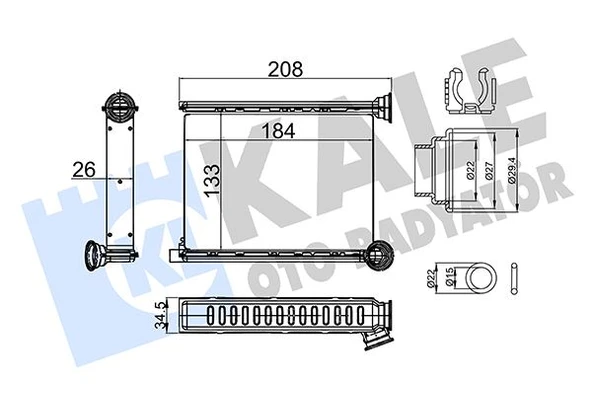 KALE 357310 KALORİFER RADYATÖRÜ DACIA DUSTER II 18>1.0TCe 1.3TCe 1.5dCi 1.6SCe 271151171R ürün görseli 1
