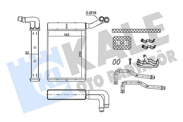 KALE 352865 KALORİFER RADYATÖRÜ BRAZING CITROEN C5 04>08 PEUGEOT P407 04>10 6448.N0 ürün görseli 1