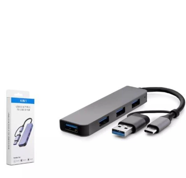 HADRON HDX7040 TYPE-C HUB 3-USB2.0 + USB3.0 GRİ ürün görseli