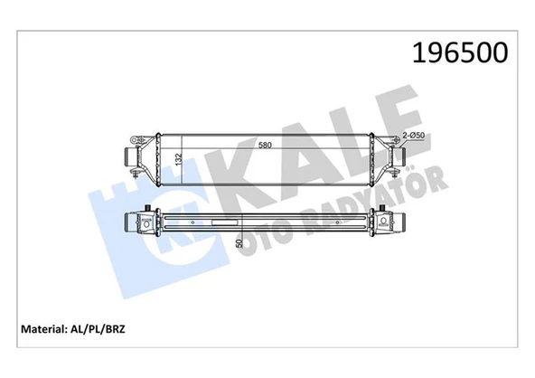 KALE 010CAC030 TURBO RADYATÖRÜ INTERCOOLER LINEA 1.4JTD 580x132x50 AL AL SİSTEM 51785255 ürün görseli 1