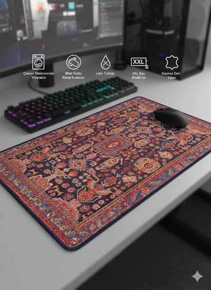 Gamer Fare Altlığı Halı Desen Mouse Padi 90x40 cm - 7