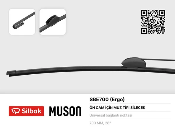 SILBAK SBE700 SİLECEK SÜPÜRGESİ MUZ TİPİ 700mm ÜNİVERSAL KANCALI ERGONOMİK ürün görseli 1