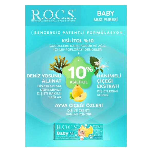 R.o.c.s Baby 0-3 Yaş Muz Püresi Florürsüz Diş Macunu 45gr - Resim 3