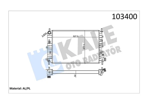 KALE 0210172AL MOTOR SU RADYATORU ESCORT CLX 1.6 ZETEC 95>01 2 SIRA AL PL 94AT8005BA ürün görseli 1