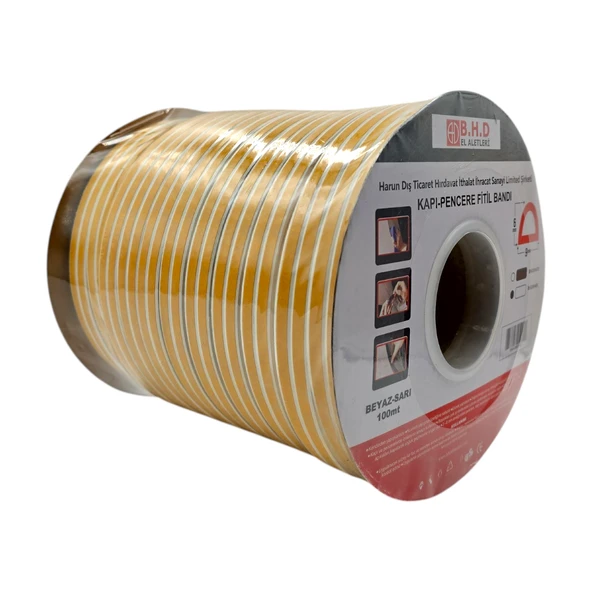 Fixonic B.H.D BHD00479 100mt Kapı ve Pencere Fitil Bandı Beyaz Kauçuk ürün görseli 1