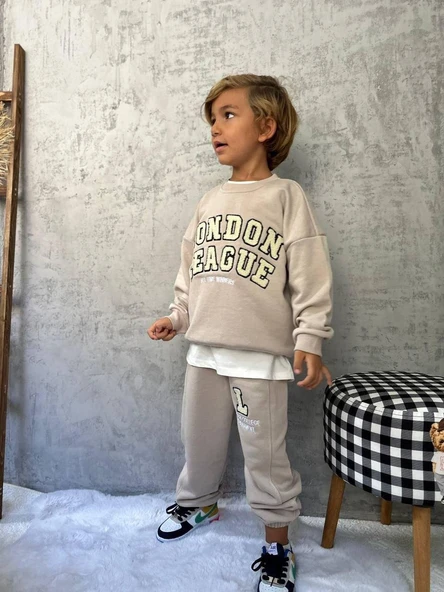 Cg Kids London League Süzüne Nakış işlemeli 3 iplik Alt Üst Takım Süper Kalite Kumaş