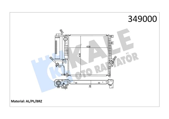 KALE 349000 MOTOR SU RADYATORU BMW M40 M42 M43 M44 M50 M52 E30 E36 KLIMALI / MANUEL SANZIMAN 17111728907 ürün görseli 1