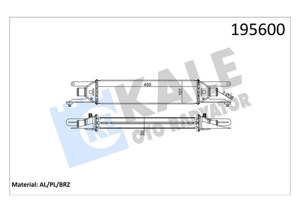 KALE 010CAC040 TURBO RADYATÖRÜ INTERCOOLER LINEA 1.3JTD 450x101x50 AL AL SİSTEM 51785221 ürün görseli 1