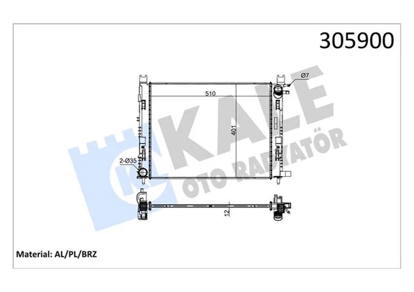 KALE 0518591AB MOTOR SU RADYATORU CAPTUR I 12> CLIO IV 12> DOKKER 12> SYMBOL III 14> SANDERO II 12> 0.9 TCE 1.2 TCE 1.5 DCI 1.6 506x414x18 214107326R-214100055R ürün görseli 1