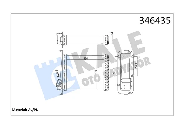 KALE 346435 KALORİFER RADYATÖRÜ VOLVO 850 91-96 C70 98-05 S70 97-00 V70 97-00 9144221 ürün görseli