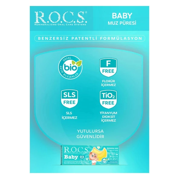 R.o.c.s Baby 0-3 Yaş Muz Püresi Florürsüz Diş Macunu 45gr - Resim 5
