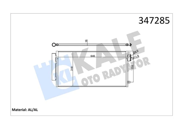 KALE 347285 KLİMA KONDANSER RADYATÖRÜ FIAT EGEA 16> 500L 12> 0.9T 1.3D MTJ 1.4 1.6D MTJ 1.6 AL-PL-BRZ 51887955-52102801 ürün görseli 1