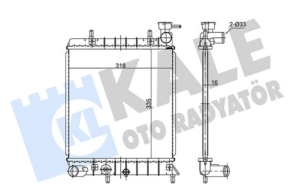 KALE 372500 RADYATÖR ACCENT-ACCENT II 1.3 AL/PL/BRZ 335x317x16 2531025050-2531025Q11-253101B000 ürün görseli 1