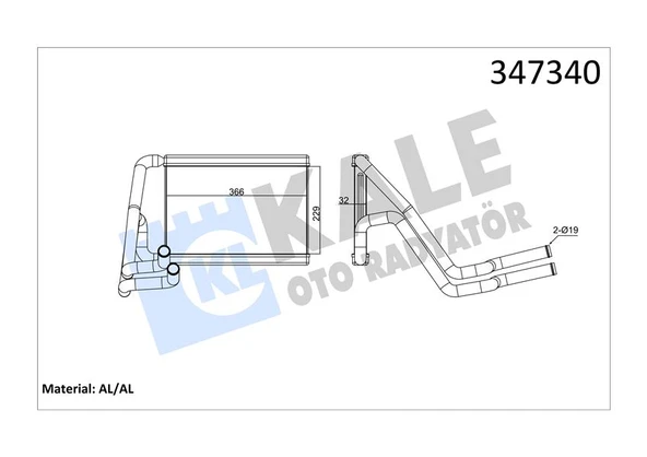 KALE 347340 KALORİFER RADYATÖRÜ HYUNDAI İX35. TUCSON 1.6L G4FD GDİ 11-15 2.0L D4HA CRDİ 10-15 / KIA SPORTAGE 1.6 L G4FJ T-GDI 11-15 2.0L D4HA CRDİ 10-15 - ALEMİNYUM 971382Y000 ürün görseli 1
