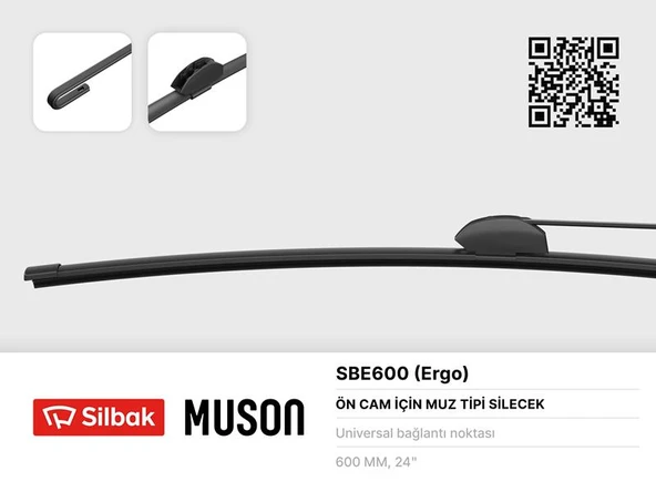SILBAK SBE600 SİLECEK SÜPÜRGESİ MUZ TİPİ 600mm ÜNİVERSAL KANCALI ERGONOMİK ürün görseli 1