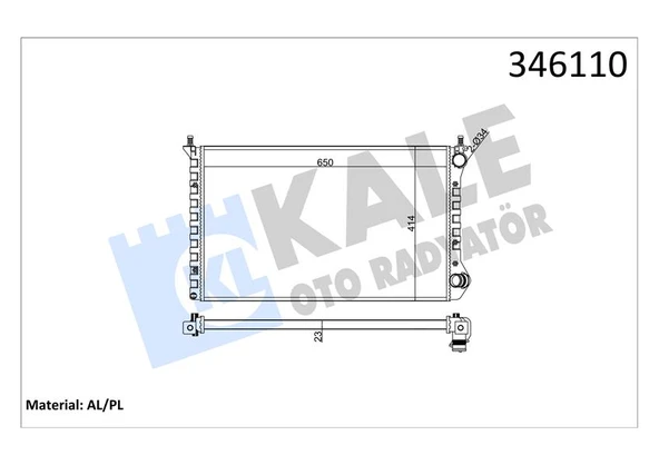 KALE 346110 RADYATÖR DOBLO-DOBLO CARGO 1.4 10/05> 1.6-1.9D 01> MEK AC AL/PL/BRZ 51867711-46749018-51779232 ürün görseli 1