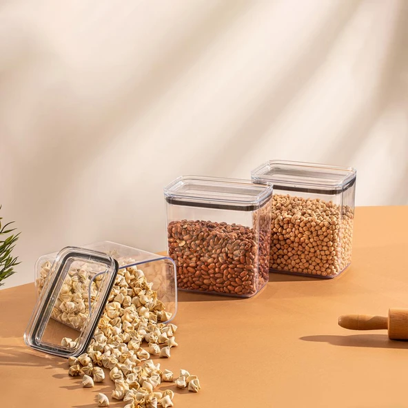 Geseus Dikdörtgen Hava Geçirmez Erzak Saklama Kabı 6 Adet 2100 ML - Resim 2