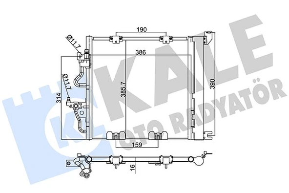KALE 393600 KLİMA RADYATÖRÜ KONDENSERİ OPEL ASTRA H 04>10 ZAFIRA B 05>15 1.3-1.7-1.9 CDTI-DT-DTH-DTL AL/AL 405x385x18 13129195-93178961-1850099 ürün görseli 1