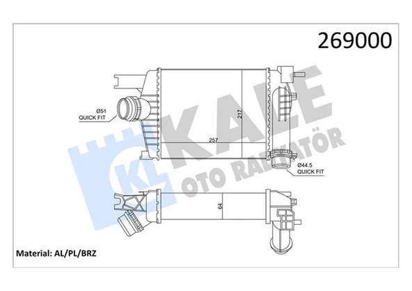 KALE 050CAC060 TURBO RADYATÖRÜ INTERCOOLER CLIO IV 12> CAPTUR 13> DUSTER 13> 0.9TCe 1.2TCe 1.5dCi 144961381R ürün görseli 1