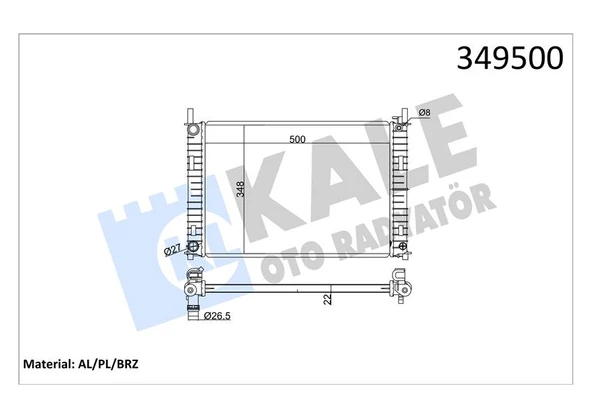 KALE 349500 MOTOR SU RADYATORU FIESTA 1.25 16V 1.4 16V 1.4TDCI 01>08 MAZDA II 1.4CD MANUEL BRAZING VERSIYONU ME4S6H8005CB-4S6H8005CB-1897431 ürün görseli 1