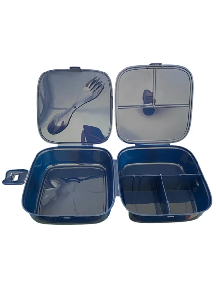 Beslenme Kutusu 4 Bölmeli Örümcek Adam Lacivert Renk Erkek Figürlü 1 Adet Yemek Saklama Kabı Beslenme Çantası - 3