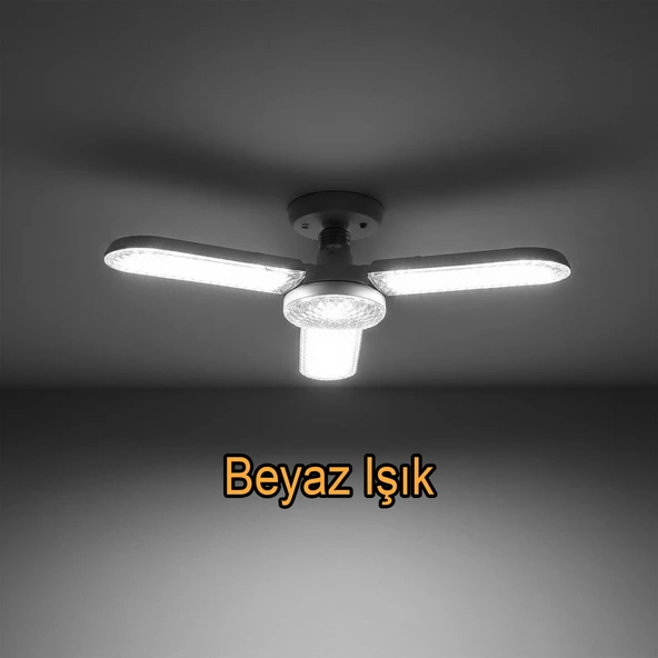 Üç Pervaneli Tasarruflu Ampul 40 W Led Lamba Beyaz E27 Duy 3600 Lümen Uzun Ömürlü 220 Volt 1 Adet - Resim 8