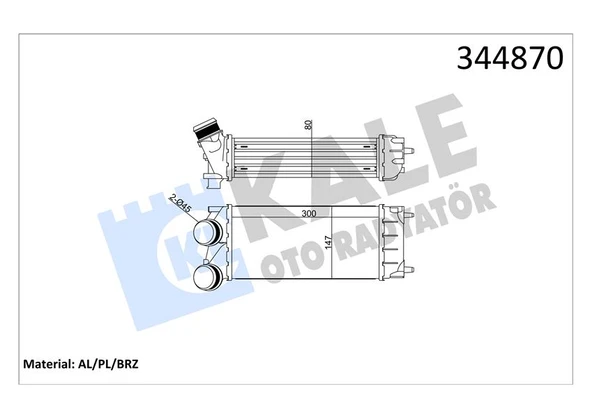 KALE 344870 TURBO RADYATÖRÜ INTERCOOLER P308-P3008-P5008-PARTNER TEPEE-C4-DS4-BERLINGO III 300X150 AL/PL/BRZ 0384.N9-9800291280 ürün görseli 1